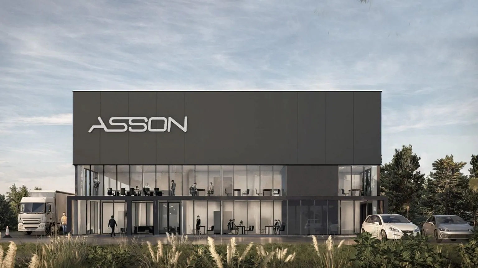 Proyecto de nave logística ASSON - vista frontal